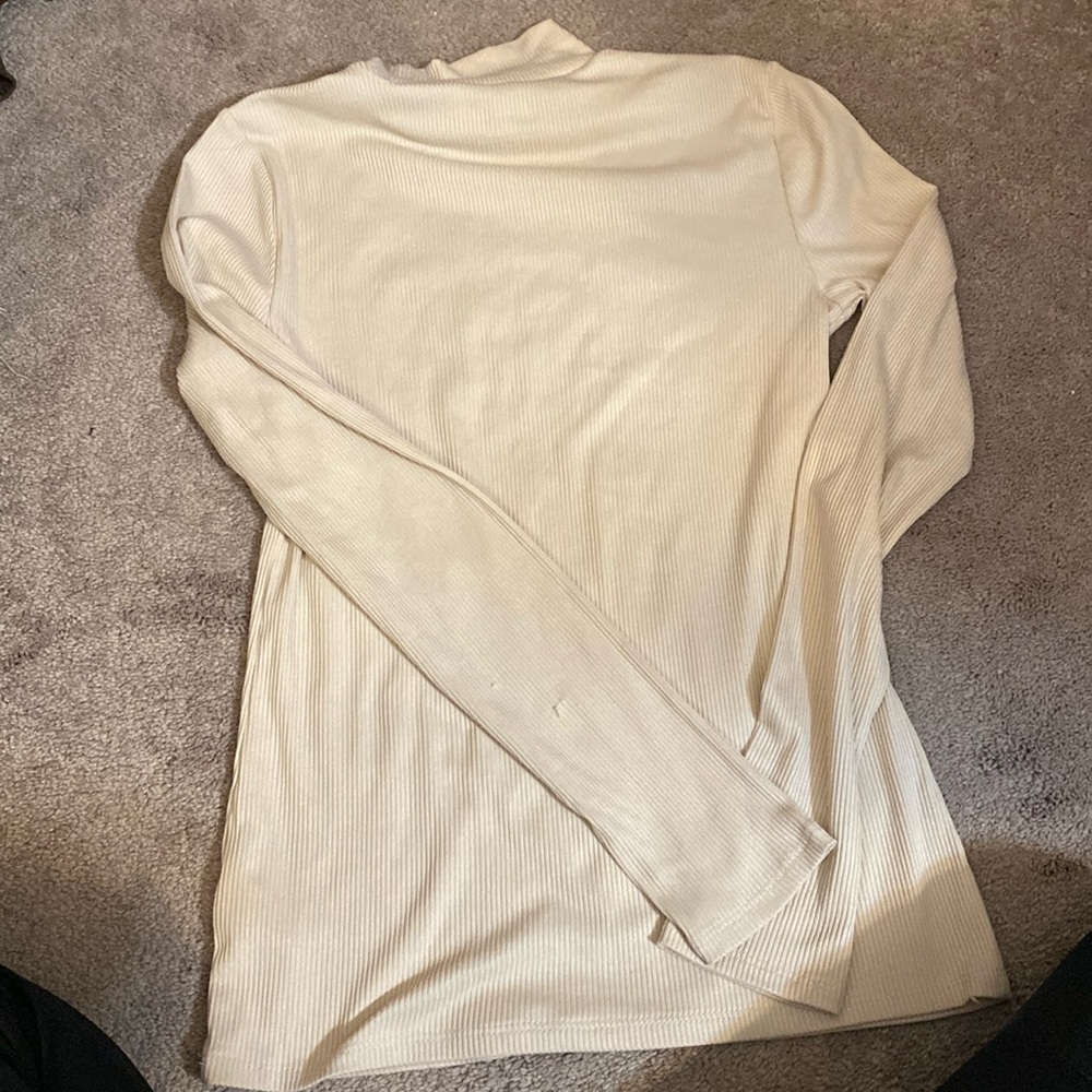 cream ribbed mock neck